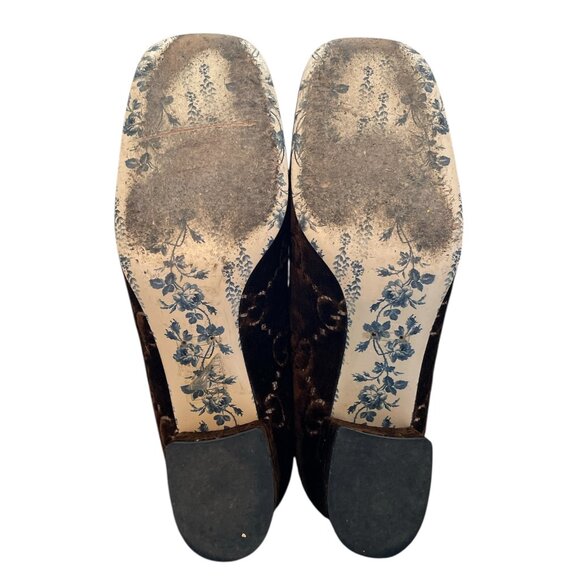 GUCCI Velvet GG Logo Block Heel Brown Square Toe Mules Loafers Flats Cat \\ 37 - Picture 10 of 13